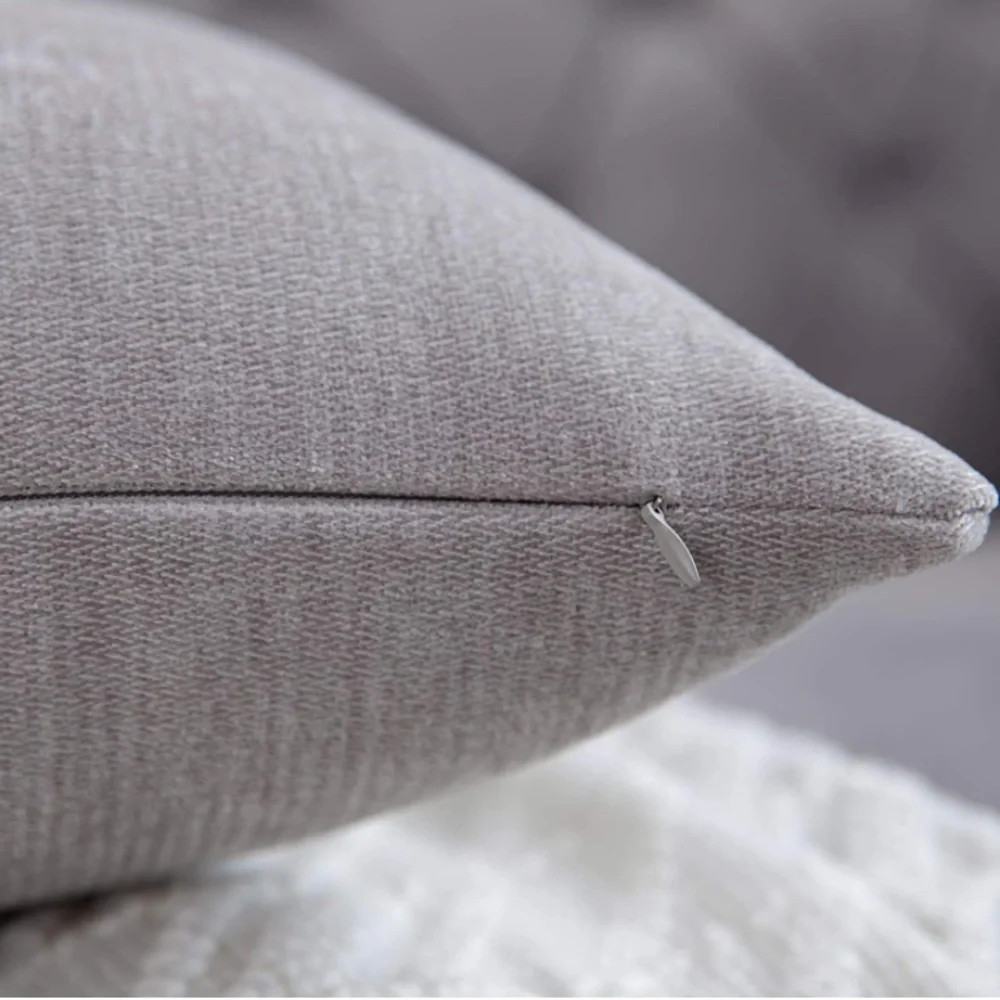 Luxury Home | Chic Light Grey Soft Chenille Textured Lumbar Throw Pillow Covers